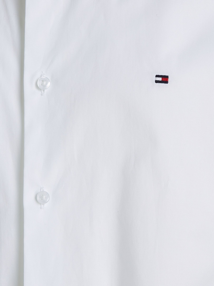 Tommy Hilfiger White Slim Flex Stretch Cotton Poplin Shirt - Image 6 of 6