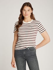 Tommy Hilfiger Red Slim Crew Neck Short Sleeves 100% Cotton T-Shirt - Image 1 of 6