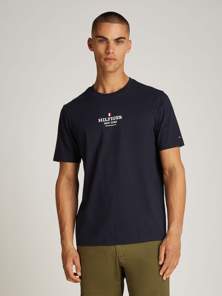 Tommy Hilfiger Blue Regular Fit 100% Cotton T-Shirt - Image 1 of 6