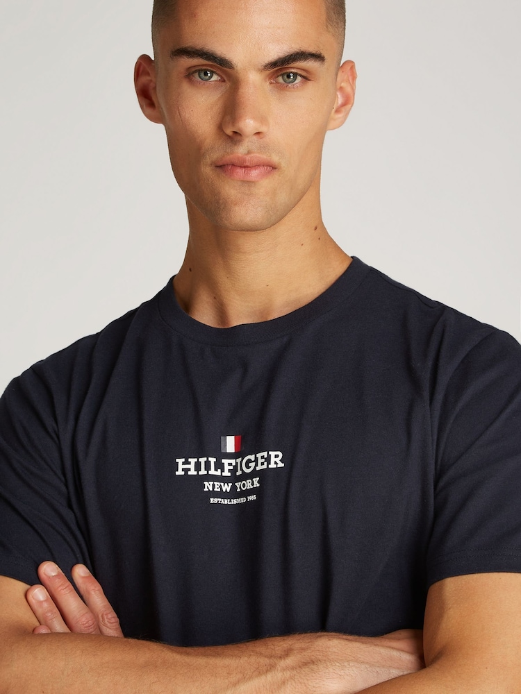 Tommy Hilfiger Blue Regular Fit 100% Cotton T-Shirt - Image 4 of 6