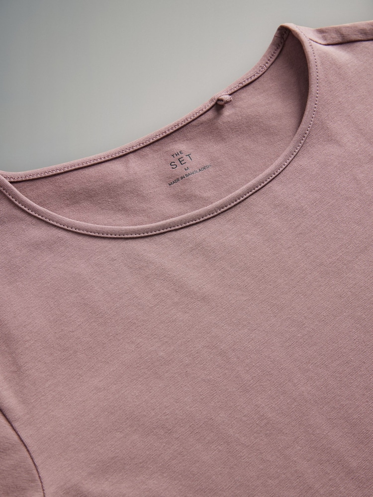 The Set Slate Grey/Dark Pink/Pink/Cream/Grey Marl 5 Pack Short Sleeve Fitted Crew Neck T-Shirts - Image 7 of 8