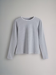 The Set Navy/Washed Blue/Red/White/Stripes 5 Pack Fitted Long Sleeve Crew Neck T-Shirts - Image 4 of 8
