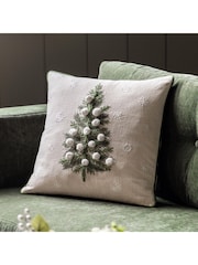 Gallery Home Green Forest Xmas Tree 100% Cotton Cushion 450x450mm - Image 1 of 4