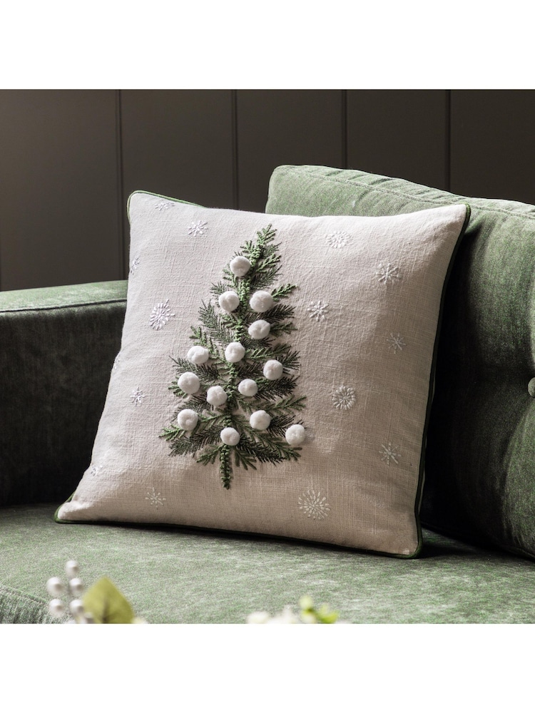 Gallery Home Green Forest Xmas Tree 100% Cotton Cushion 450x450mm - Image 1 of 4