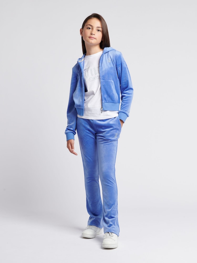 Juicy Couture Sky Blue Girls Diamanté Bootcut Joggers - Image 4 of 7