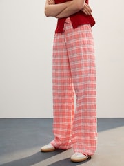 Pink Wide Leg Pull On Check Trousers - Image 3 of 8