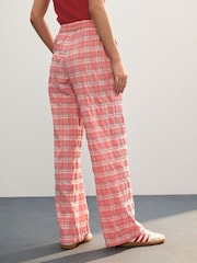 Pink Wide Leg Pull On Check Trousers - Image 4 of 8