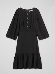 LK Bennett Black Jade Satin Crepe Full Sleeve Short Dress - Image 5 of 5
