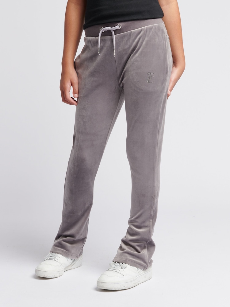 Juicy Couture Grey Girls Diamanté Bootcut Joggers - Image 1 of 1