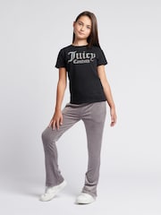 رمادي - بنطلون رياضي مرصّع بقصّة مناسبة للأحذية الطويلة للبنات من Juicy Couture - صورة 4 من 7