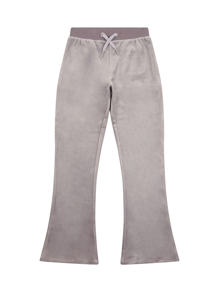 Juicy Couture Grey Girls Diamanté Bootcut Joggers - Image 6 of 7
