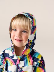 Little Bird by Jools Oliver Navy Rainbow Waterproof Puddlesuit - Image 4 of 6