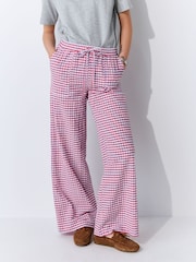 Pink/Blue Textured Gingham Wide Leg Trousers - Image 3 of 5