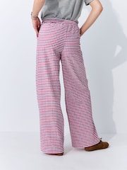 Pink/Blue Textured Gingham Wide Leg Trousers - Image 4 of 5