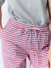 Pink/Blue Textured Gingham Wide Leg Trousers - Image 5 of 5