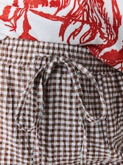 Chocolate/Ecru Textured Gingham Wide Leg Trousers - Image 5 of 5