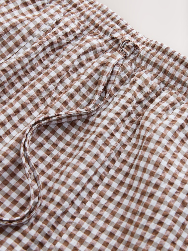 Chocolate/Crudo - Pantalones de pernera ancha de cuadros texturizados - Imagen 8 de 8 Chocolate/Crudo - Pantalones de pernera ancha de cuadros texturizados - Imagen 8 de 8