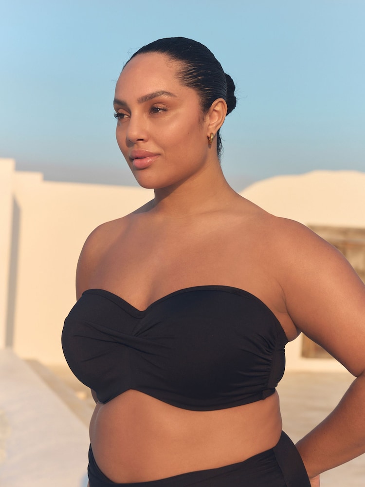Black F-K Twist Bandeau Wired Bikini Top - Image 1 of 11