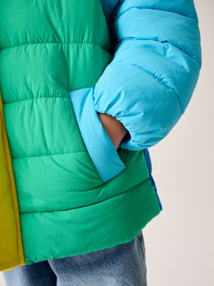Little Bird by Jools Oliver Multi Bright Colourblock Shower Resistant Padded Coat - Image 14 of 14