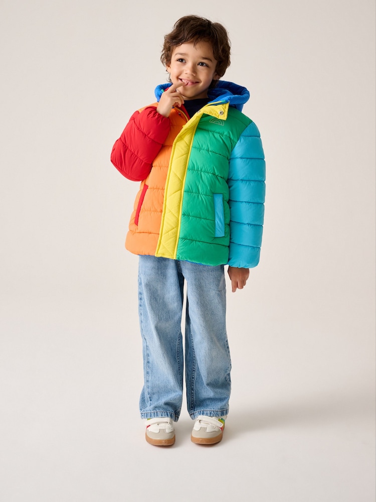 Little Bird by Jools Oliver Multi Bright Colourblock Shower Resistant Padded Coat - Image 2 of 14
