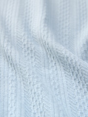 Light Blue Cuban Collar Textured Jersey Short Sleeve Shirt - Image 7 of 8