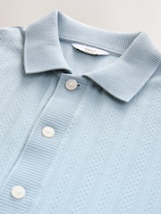 Light Blue Cuban Collar Textured Jersey Short Sleeve Shirt - Image 8 of 8