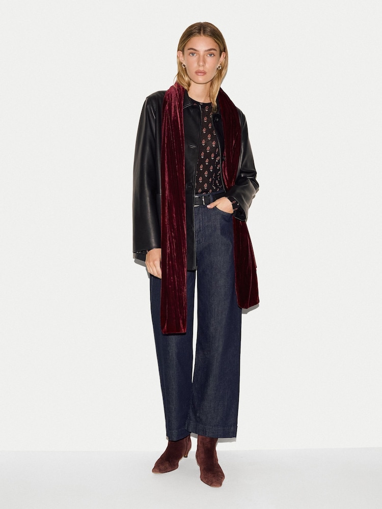 Roșu - Jigsaw Velvet Plisse Scarf - Imaginea 2 din 4