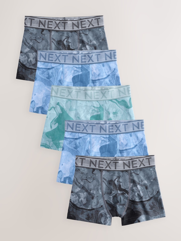 Blue Marble Print Boxers 5 Pack (2-16yrs) - Image 1 of 8