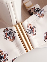 Cream Woodblock F-K Twist Bandeau Wired Bikini Top - Image 10 of 10