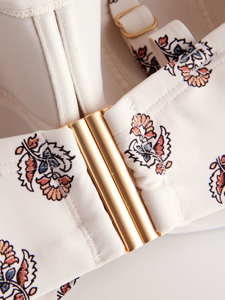 Cream Woodblock F-K Twist Bandeau Wired Bikini Top - Image 10 of 10