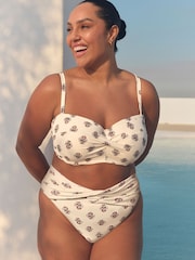 Cream Woodblock F-K Twist Bandeau Wired Bikini Top - Image 2 of 10
