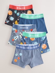 Blue Space Print Boxers Trunks 5 Pack (1.5-16yrs) - Image 1 of 9