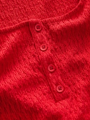 Red Textured Henley Detail Tank - Image 2 of 3