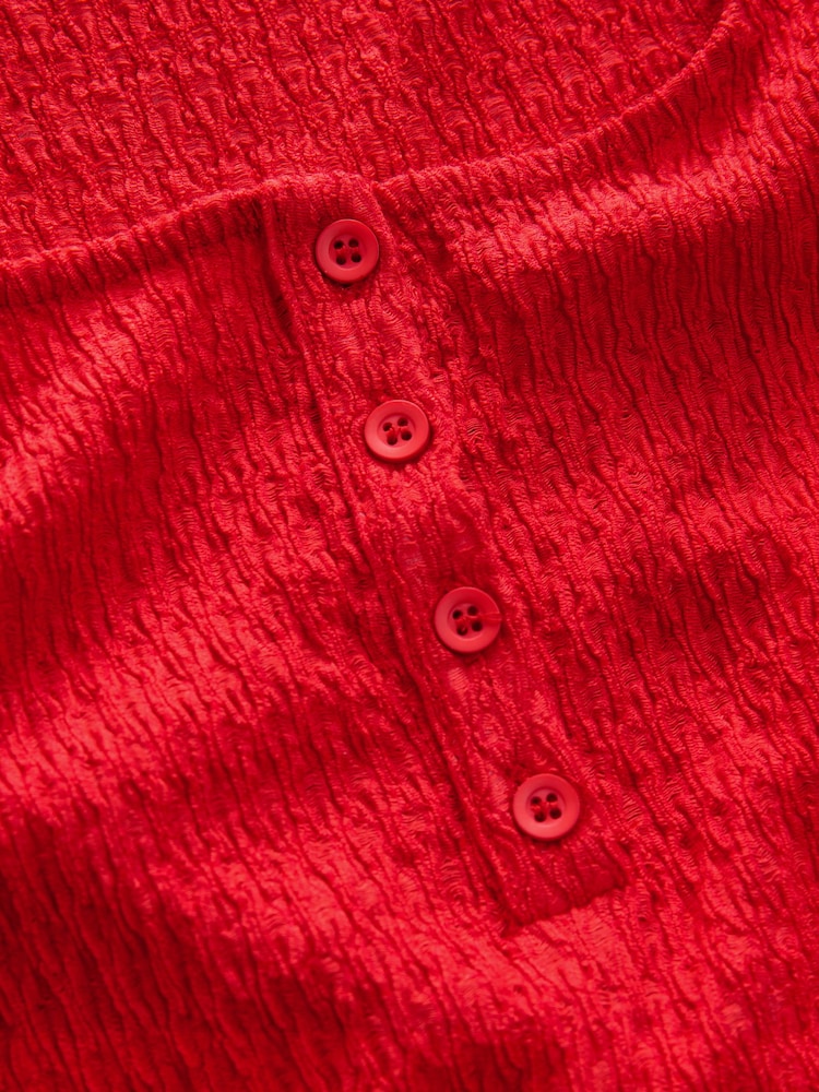 Red Textured Henley Detail Tank - Image 2 of 3