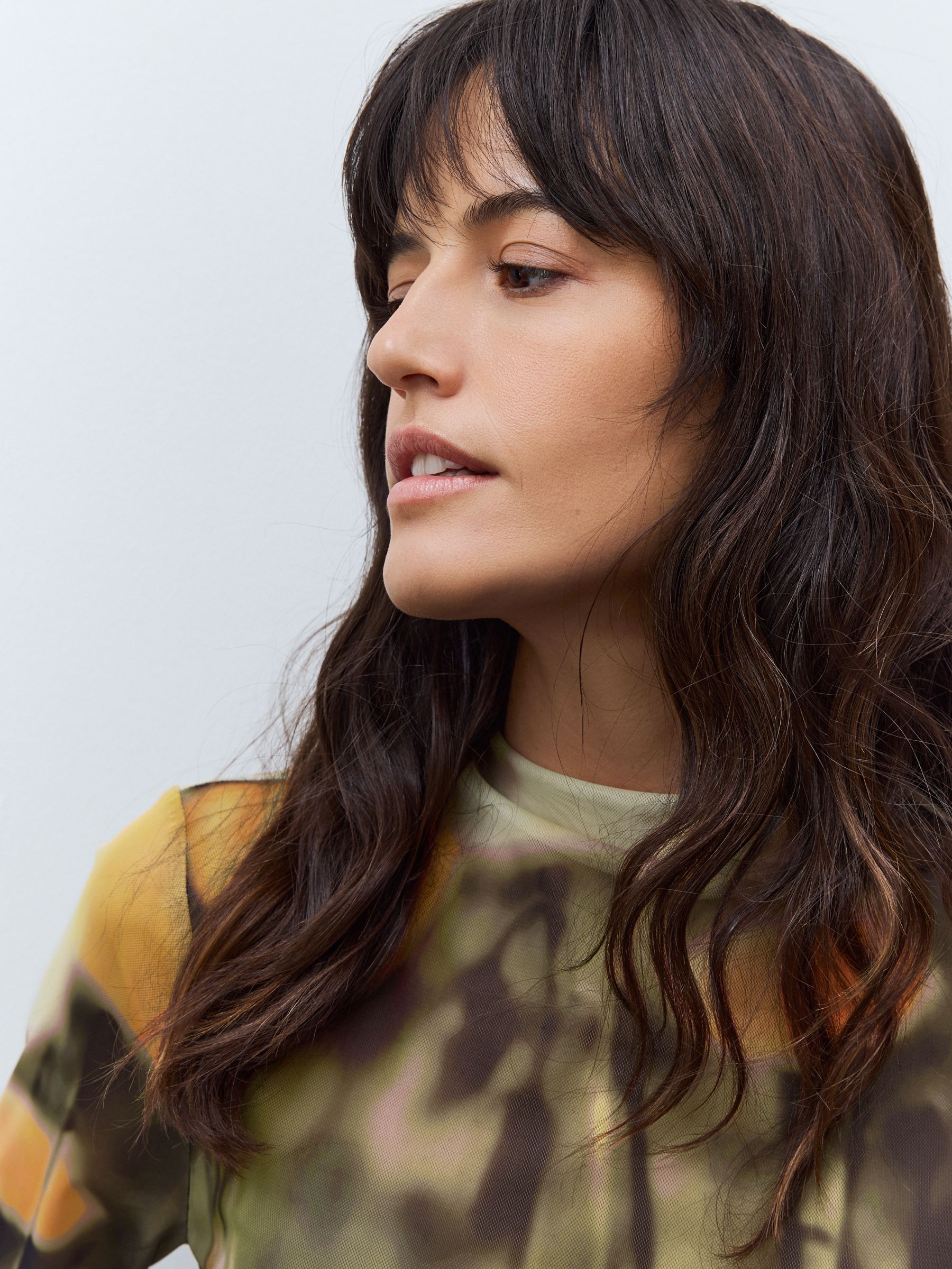 Buy Orange Floral High Neck Long Sleeve Mesh Top from Next Poland