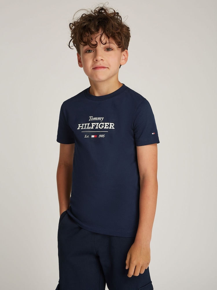 Tommy Hilfiger Blue Regular Fit 1985 100% Cotton T-Shirt - Image 1 of 5