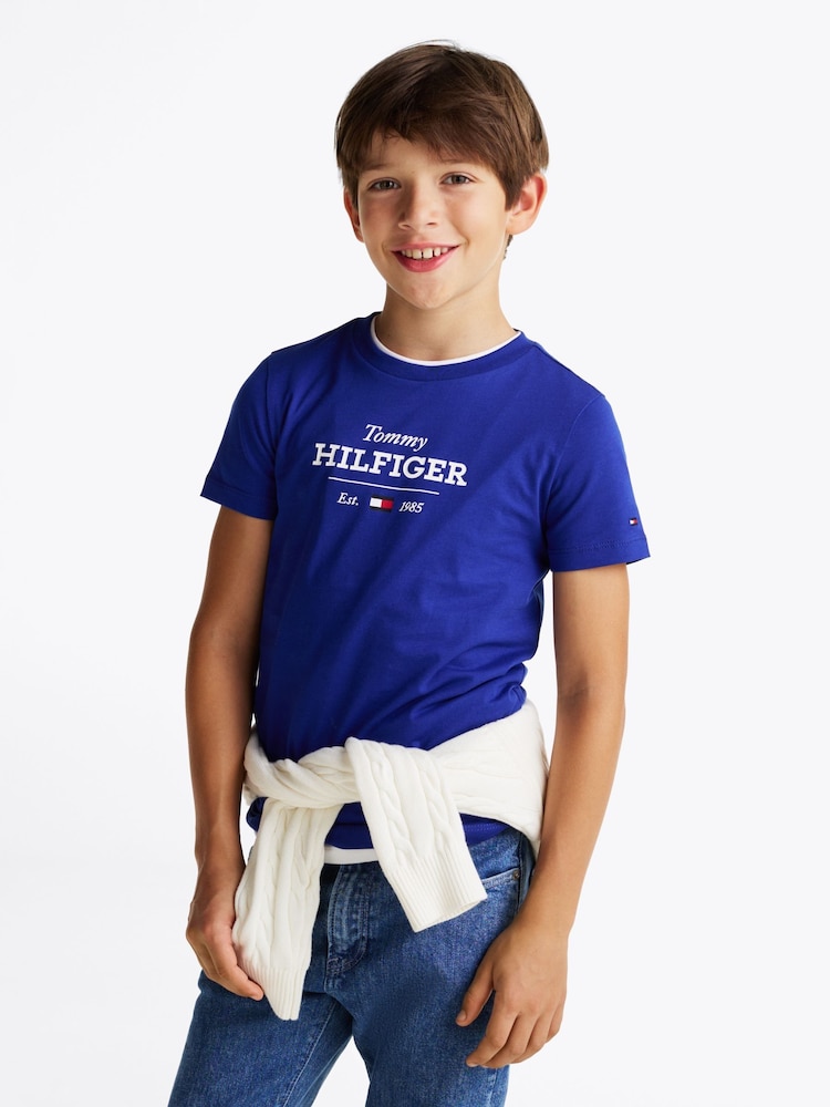 Tommy Hilfiger Blue Regular Fit 1985 100% Cotton T-Shirt - Image 1 of 4