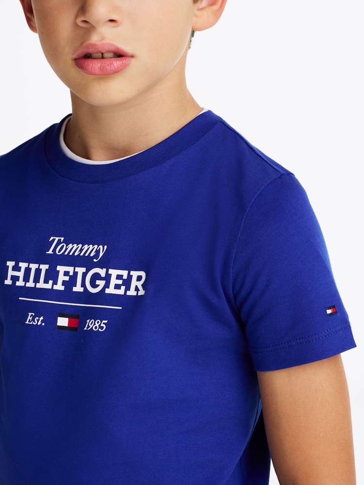 Tommy Hilfiger Blue Regular Fit 1985 100% Cotton T-Shirt - Image 4 of 4