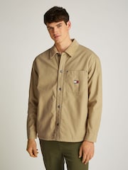 Tommy Jeans Brown Relaxed Canvas 100% Cotton Corduroy Overshirt - Image 1 of 7