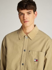 Tommy Jeans Brown Relaxed Canvas 100% Cotton Corduroy Overshirt - Image 4 of 7