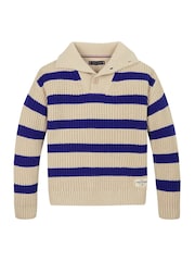 Tommy Hilfiger Blue Stripe Mock Neck Jumper - Image 4 of 5