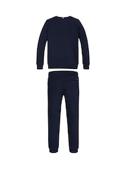 Tommy Hilfiger Blue Ribbed Sweatshirt And Drawstring Jogger Set - Image 5 of 6