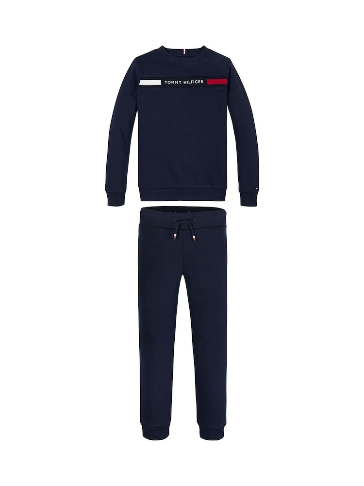Tommy Hilfiger Blue Ribbed Sweatshirt And Drawstring Jogger Set - Image 6 of 6