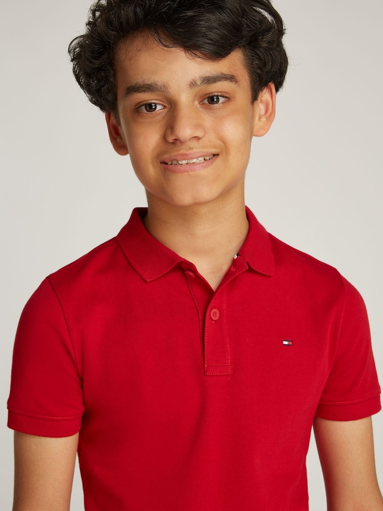 Tommy Hilfiger Red Regular Fit Short Sleeves 100% Cotton Polo Shirt - Image 3 of 5