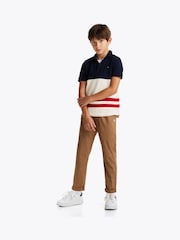 Tommy Hilfiger Red Regular Fit Colourblock Short Sleeves 100% Cotton Polo Shirt - Image 1 of 6