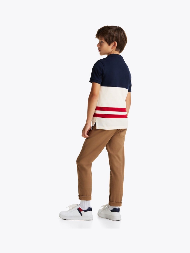 Tommy Hilfiger Red Regular Fit Colourblock Short Sleeves 100% Cotton Polo Shirt - Image 2 of 6