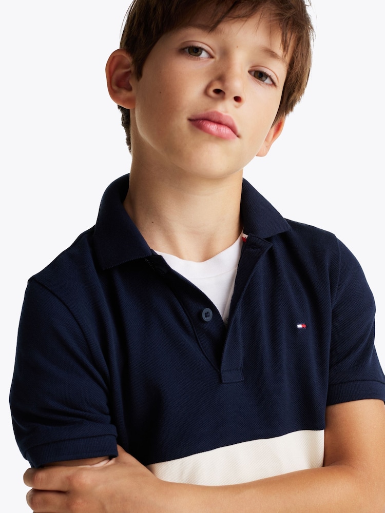 Tommy Hilfiger Red Regular Fit Colourblock Short Sleeves 100% Cotton Polo Shirt - Image 3 of 6
