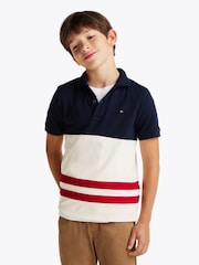 Tommy Hilfiger Red Regular Fit Colourblock Short Sleeves 100% Cotton Polo Shirt - Image 4 of 6