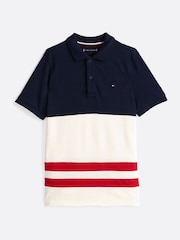 Tommy Hilfiger Red Regular Fit Colourblock Short Sleeves 100% Cotton Polo Shirt - Image 5 of 6