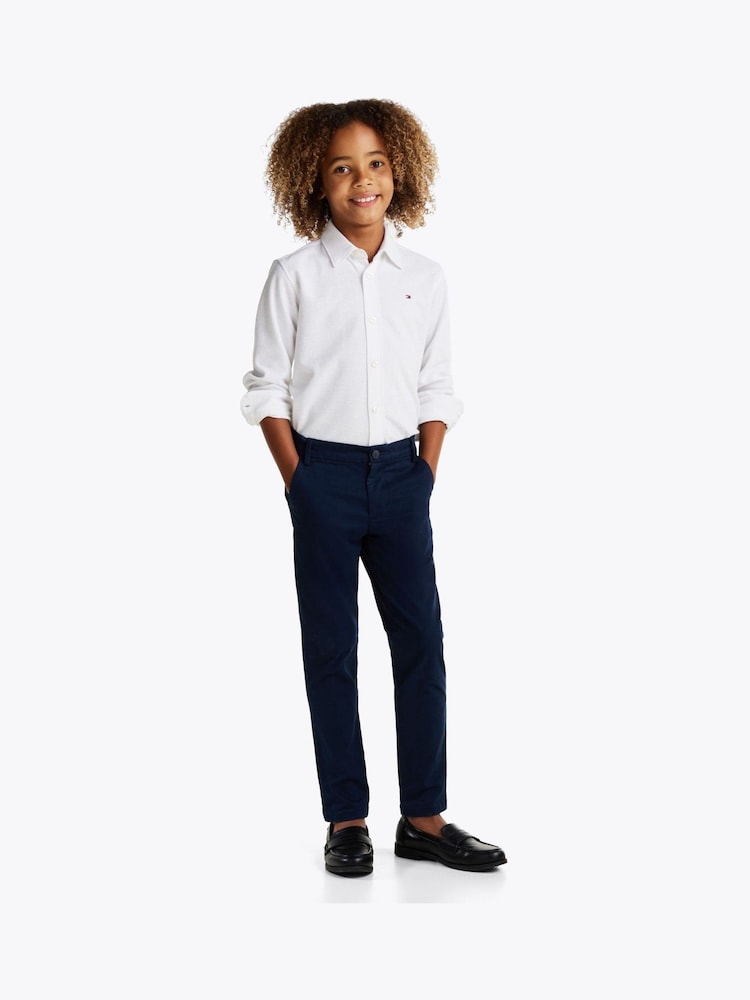 Tommy Hilfiger White Regular Fit Micro Waffle Shirt - Image 1 of 6